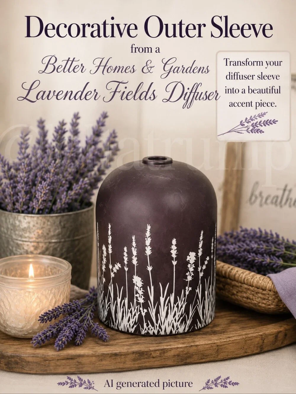 Glass Decorative Outer Sleeve Better Homes & Gardens Lavender Fields Diffuser se